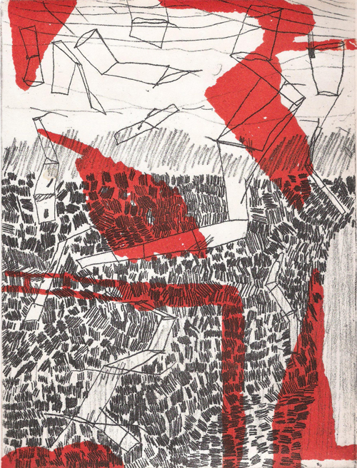 Hanns Schimansky, etching for La Récitation de l'oubli, 2009