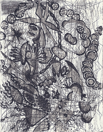 Carole Vanderlinden, ets voor Bougainvillea (suikerets en droge naald)