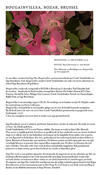 Uitnodiging Bougainvillea, een livre de peintre met Carole Vanderlinden en Inge Braeckman, Ergo Pers 2016